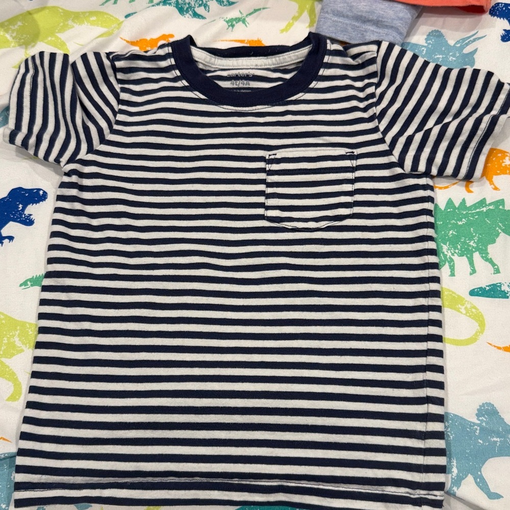 Carter's Navy and White Striped Short Sleeve Tee